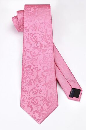 Краватка для чоловіків HISDERN на весілля з хустинкою, візерунок Paisley, формальна класична краватка та хустинка для чоловіків (N-Рожевий)