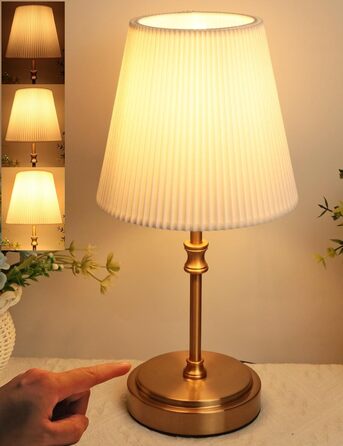 Торшер на тумбочку з сенсорним керуванням, регульована яскравість, 31.5 см, ретро стиль, латунь. Ідеально для вітальні, спальні, як подарунок на Новий Рік.