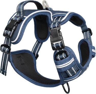 Шлейка для собак HEELE з регулюванням натягу, світловідбиваюча, для середніх собак, з м'якою ручкою, коричнева, розмір M (обхват грудей 38-71 см)