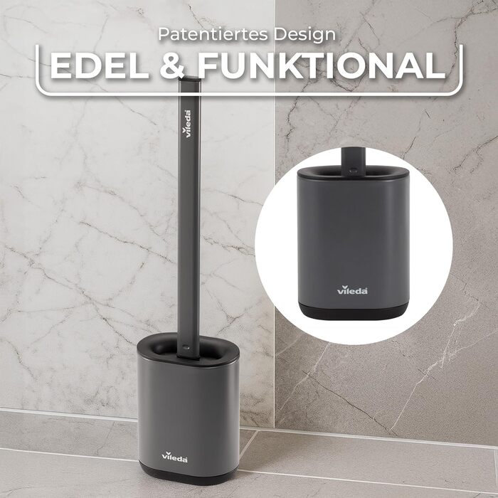 Щітка для унітазу Vileda Silikon з нержавіючою сталею – гігієнічна та довговічна, з гнучкою головкою та 2 зонами очищення