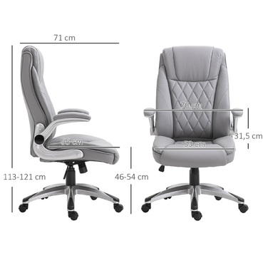 Vinsetto Office Chair, Ergonomic Desk Chair with Adjustable Armrests, Rocking Function, Height Adjustable up to 135 Kg, Grey