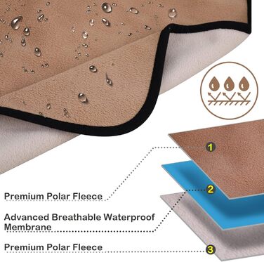 Водонепроникний коврик для собак PETTOM 152x127см, м'який коврик для великих та маленьких собак, захисний коврик для дивану, ліжка, автокрісла, меблів - 30°C, (L, Коричневий верблюда, Large)