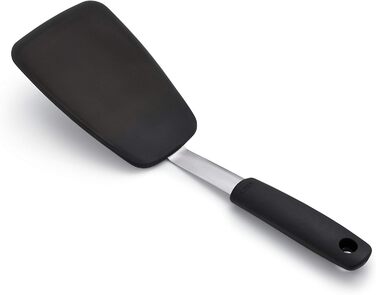 OXO Good Grips Лопатка для перевертання продуктів 32 см, чорна – з нержавіючої сталі та силікону, для яєць, бургерів та іншого