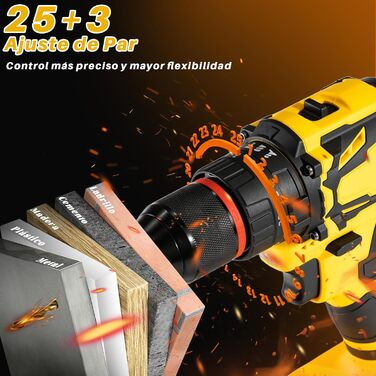 Акумуляторний шуруповерт 21V безщітковий, 2 акумулятори 2.0Ah, 70 Nm, 25+3 ступені крутного моменту, 2 швидкості, LED-ліхтик, патрон 10 мм, для ремонту та DIY