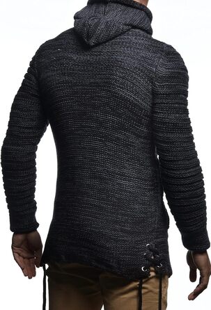 Чоловіча в'язана толстовка з капюшоном Leif Nelson – стильна та тепла, для осені та зими (3XL, Чорний)