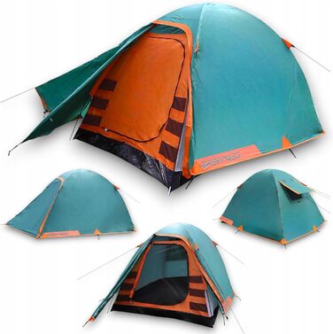 Намет туристичний Sportvida Campingzelt 2-3 особи, двошаровий, зелений, з тамбуром, захист від комарів, водонепроникний