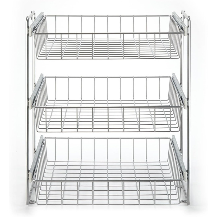 Storage Shop Pull-Out Shelf Basket Combination System for 50cm Wide Cabinet, 3-Tier