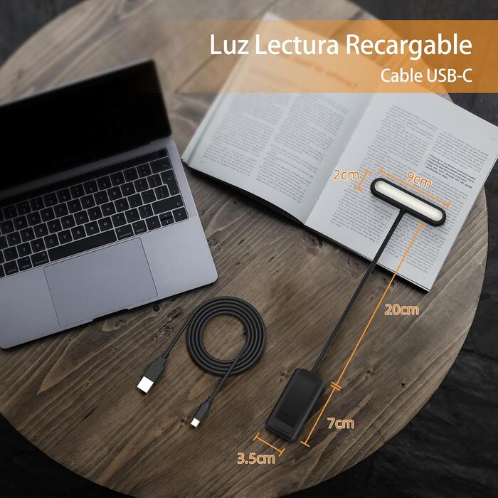 LED лампа для читання iFalarila з кріпленням на книгу, USB-C, 3 кольори, 10 рівнів яскравості, гнусий