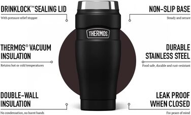 Термос King Reise-Thermobecher: термокружка з нержавіючої сталі, 470 мл, матовий чорний колір