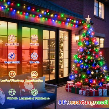 Льо́хтова́ гірля́нда JXLEDAYY для зовні́шнього викори́стання, 36 метрів, 1200 LED, 8 режимів, таймер, пульт дистанційного керування, водонепроникна, для балкона, двору, саду, вечірки, весілля (тепле біле світло)