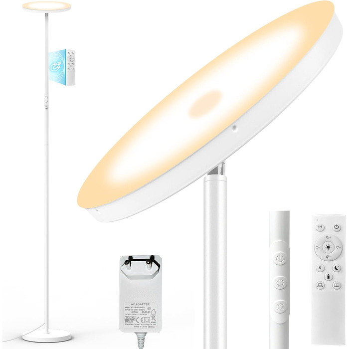 Стельова LED-лампа для вітальні Stehlampe Wohnzimmer: 4200LM, регулювання яскравості, пульт та сенсорне управління, 36W, тепле/холодне світло