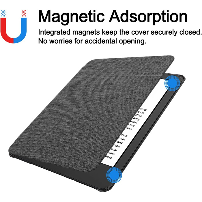 Чохол TOKILO для Kindle 6' E-Reader (11-те покоління 2024/2022), м'яке PU-шкіряне покриття з автоматичним увімкненням/вимиканням, не сумісний з iPad/Kobo/Tolino/Pocketbook/Sony E-Book Reader, темно-синій (сірий).