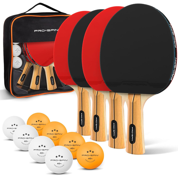 PRO SPIN Table Tennis Set - High-Performance Paddles & Balls | Premium Table Tennis Set for Indoor & Outdoor Play | 4 Player Set