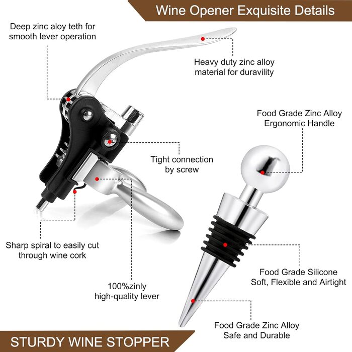 Набір сомельє UCAMP Luxus Wein Öffner з 11 відкривачами для пляшок, аксесуарами для вина (дерев'яна коробка)