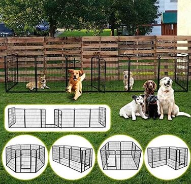 Клітка для собак, металева, для цуценят, гризунів, кроликів, розкладний вольєр, з дверцятами (310 x 2,5 x 75 см, 80 x 60 см)