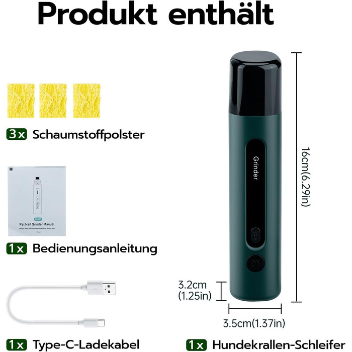 Електричний точилка для кігтів собак 5-ступінчатий з LED-підсвіткою, тихий, перезаряджуваний, потужний точилка для кігтів для домашніх тварин, для собак та котів малих та середніх порід