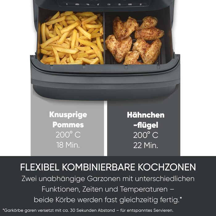 Фритюрниця Severin Max Zone Flex 9L з двома зонами приготування, чорна, з функцією сушки, 2600W