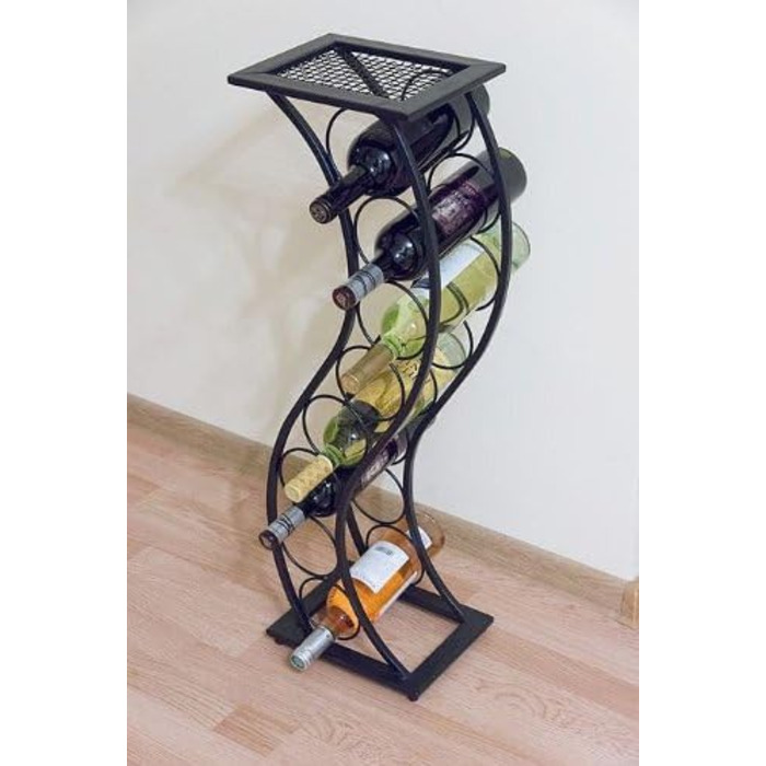 Металевий винний стелаж DanDiBo Elegance 80 см, чорний, стійка для пляшок та квітів
