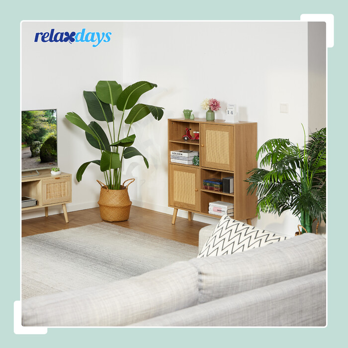 Сервант Relaxdays з 2 дверима з ротанга