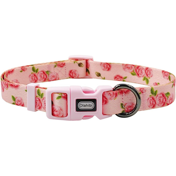 Нашийник та поводок для собак Комбі-ет, леопардовий принт, поліестер, 150 см, повід з панде, для маленьких собак (колір коричневий леопард), набір (рожевий, з розами)