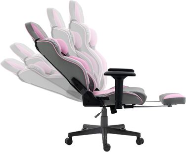 TRISENS Gaming Chair Racing Style Chair with Sports Seat and Ergonomic 4D Armrests, Color: Light Grey/Pink Light Grey / Pink
