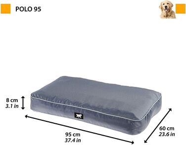 Ортопедичний лежак для собак FERPLAST Polo - лежак для собак, миючий, знімний, сірий, 95 x 60 x 8 см