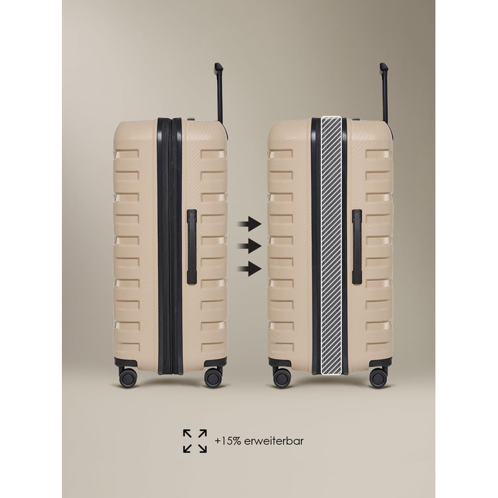 Набір валіз SMARTBOX Hartschalen 3 шт. | Розширюваний, з TSA-замком, з поліпропілену | Beige (Edition 01)