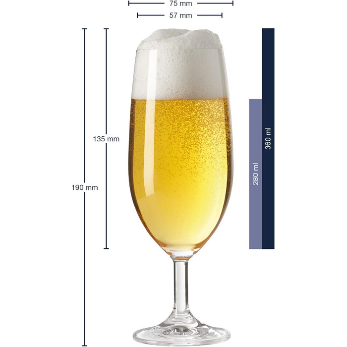 Набір пивних келихів LEONARDO HOME DAILY 6 шт (360 мл) для пива Pilsner, міцні, для посудомийної машини
