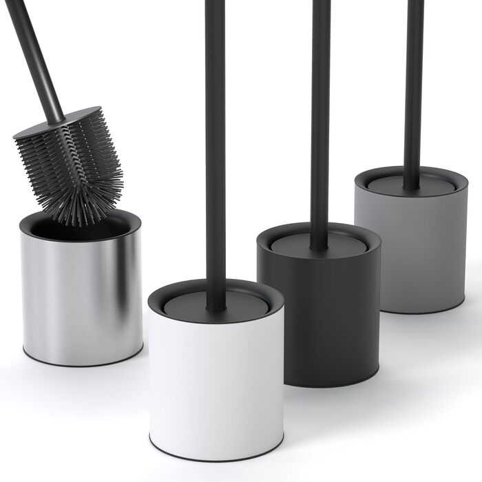 Тойлетний щітка Savega з силікону та нержавіючої сталі - антибактеріальна, з тримачем, захист від бризок