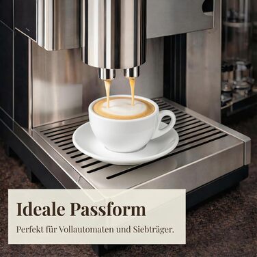 Набір з 6 еспресо-чашок | Хром | Італійський стиль | Dickwandig & Schwer | Еспресо-набір 6 шт. з підставками - подарунковий набір (200 мл, білий)