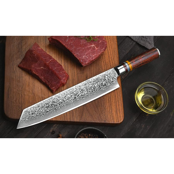 Ніж кухарський FANTECK Kiritsuke Damast 24 см, сталь VG-10 (67 шарів), рукоять Pakkawood, в подарунковій коробці