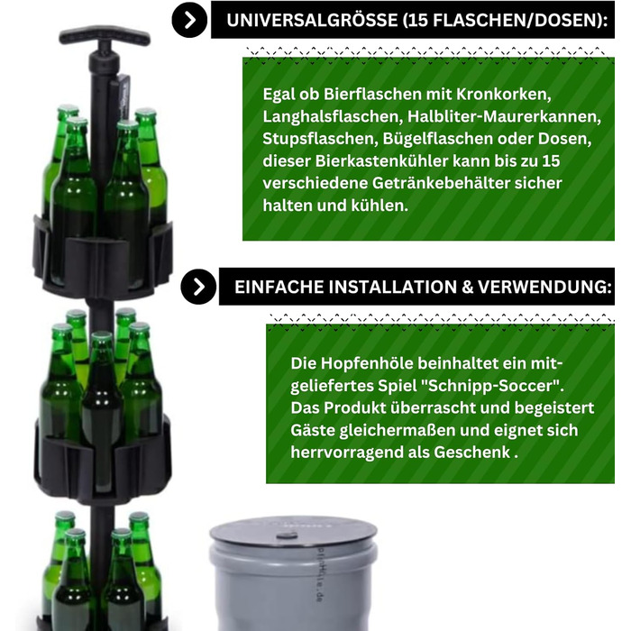 The Original! (without elevator) I Outdoor Ground Pit Beer Cooler I Up to 15 Different Bottles (0.33/0.5 l) I Easy Installation I Robust Materials I Includes Game