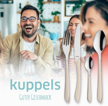 Набір столових приборів Kuppels Prisma для 6 осіб з нержавіючої сталі, рожеві ручки | 24 шт. | Нержавіючий | Столовий набір | Kuppels