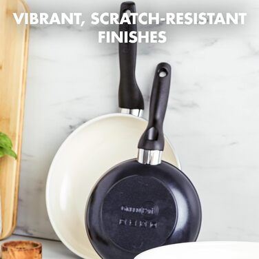 Набір сковорідок GreenPan Rio з антипригарним покриттям CeramTec, 2 шт (20 см та 26 см), без PFAS, Cool-Touch ручка, термостійкі до 160°C, придатні для миття в посудомийній машині, чорні та кремові