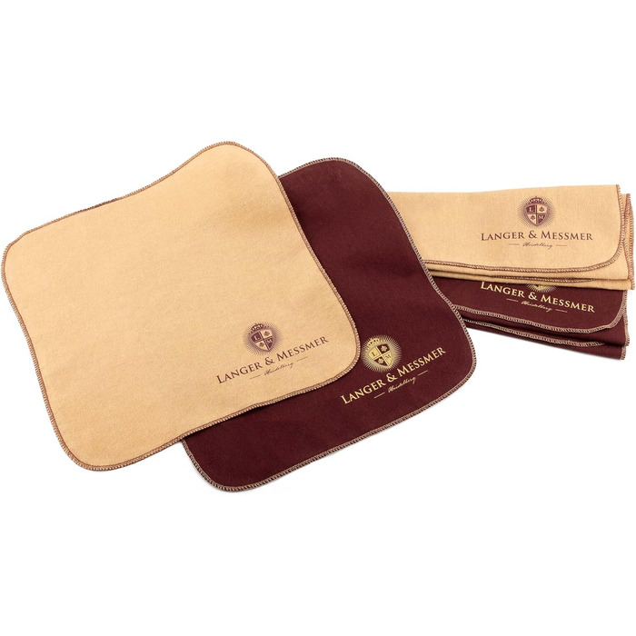 Langer & Messmer Polishing Cloths for Smooth Leather made of 100% Cotton in a Practical Set - The shoe cloth for professional shoe care ( | Beige) (6-piece set, Beige / Bordeaux)