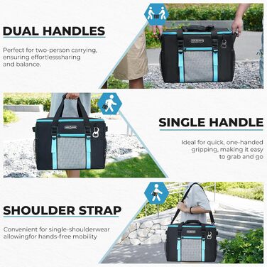 INSMEER Кулер для їжі та напоїв 50 л, великий, складний, для 80 банок, витримує витоки, з відкривачем, для пікніків, кемпінгу, пляжу, сімейних поїздок на 4 особи, чорний