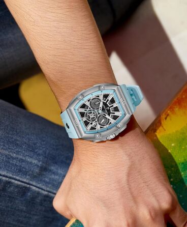 Чоловічий годинник-хронограф на кварцовому механізмі з японським годинниковим механізмом, 5ATM, корпус з нержавіючої сталі, ремінець з силікону (Blue3)