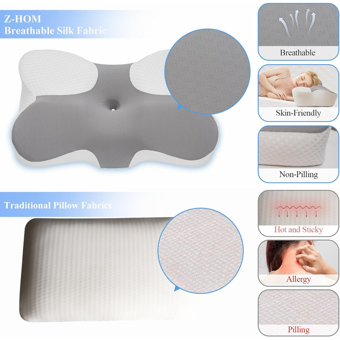 Подушка для шиї Z-hom, подушка для голови з Memory Foam, ергономічна подушка для шиї, подушка для сну на боці, спині та животі, ергономічна подушка для тих, хто спить на боці (15*15*15 см)