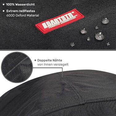 Чохол для гриля BARTSTR 105x65x115 см, водонепроникний, з УФ-захистом, міцний, для газового гриля, чорний