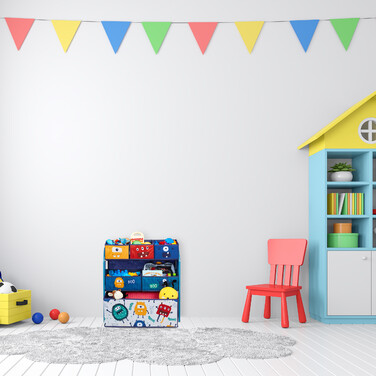 Relaxdays Children's Shelving Unit with Boxes, Monster Design