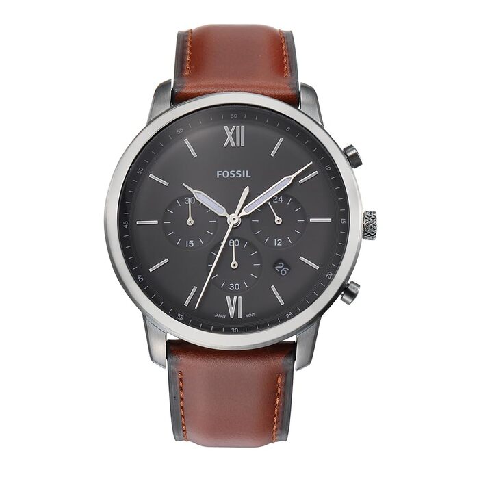 Годинник чоловічий Fossil Neutra Chronograph, кварцовий, шкіряний ремінець коричневий/сірий