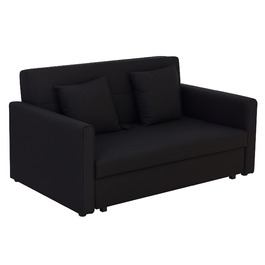HOMCOM 2-Seater Sofa Bed with Storage, Back Cushions, Polycotton, Wood, Charcoal Gray, 152x101x81cm | Aosom
