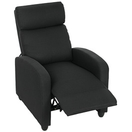 HOMCOM Recliner Chair, Adjustable 135°, Extendable Footrest, Padded Backrest, Linen-Polyester Fabric, Black