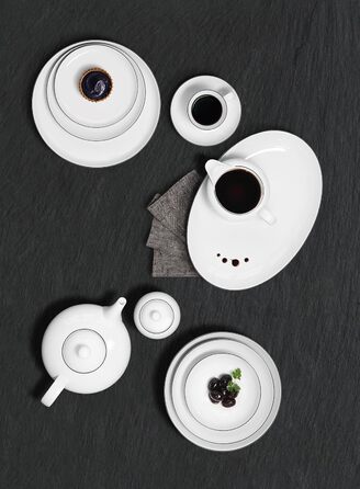 Seltmann Weiden 001.737148 Lido Tableware Set - 6 Dinner Plates + 6 Soup Plates - 12-Piece - Black Line Single