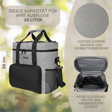 Термосумка для пікніка та транспортування їжі - 26L, складана, для пляшок та продуктів