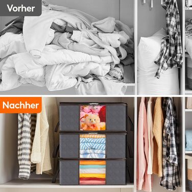 Органайзери для зберігання білизни та постільної білизни Lifewit (3 шт, 35л, сірий)