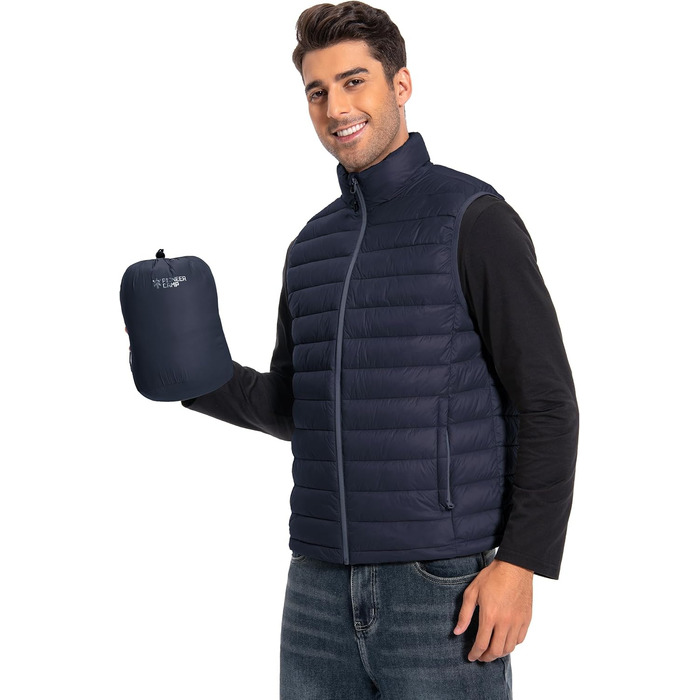 Чоловіча легка степкова жилетка Pioneer Camp – водонепроникна, компактна, з підкладкою – для активного відпочинку, повсякденного носіння, роботи, спорту та подорожей. Navy, L