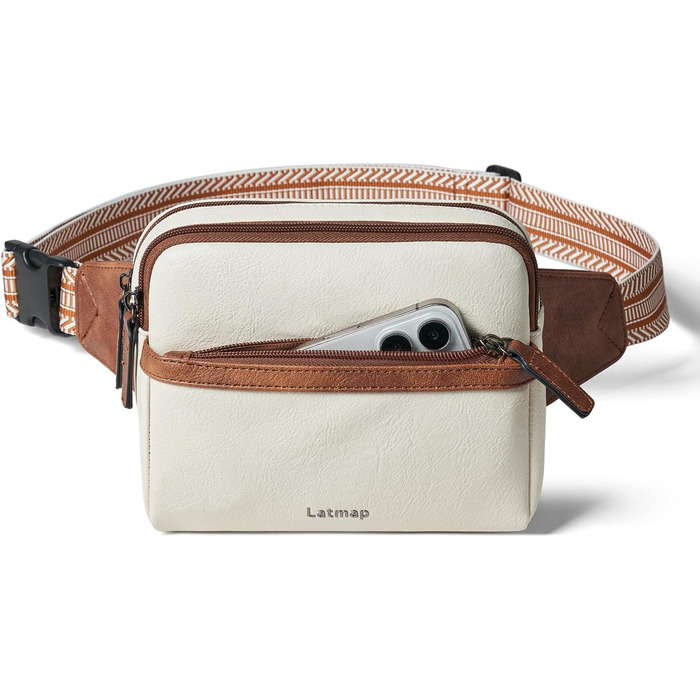 Women's Fanny Pack Small, Crossbody Bag Women's PU Leather Theft-Proof Bag Waterproof Belt Bag Women's Hip Bag for Outdoors, Travel, Cycling, Beige