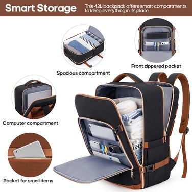 Набір валіз UKEIN 3 шт. з жорстким корпусом, для подорожей, з TSA замком та спіннер колесами. Включає рюкзак та косметичку. (Чорний/Коричневий)