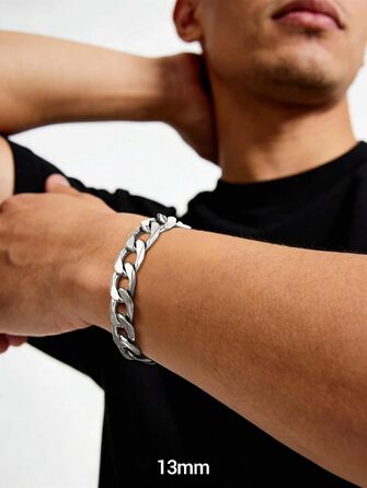Чоловічий браслет-ланцюг PROSTEEL з нержавіючої сталі, класичний панцирний стиль, сріблястий (23 см, ширина 13 мм)
